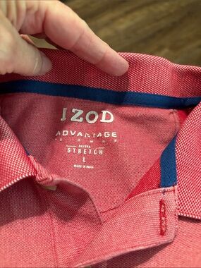 Izod men’s  Red Polo with Blue Contrast Logo